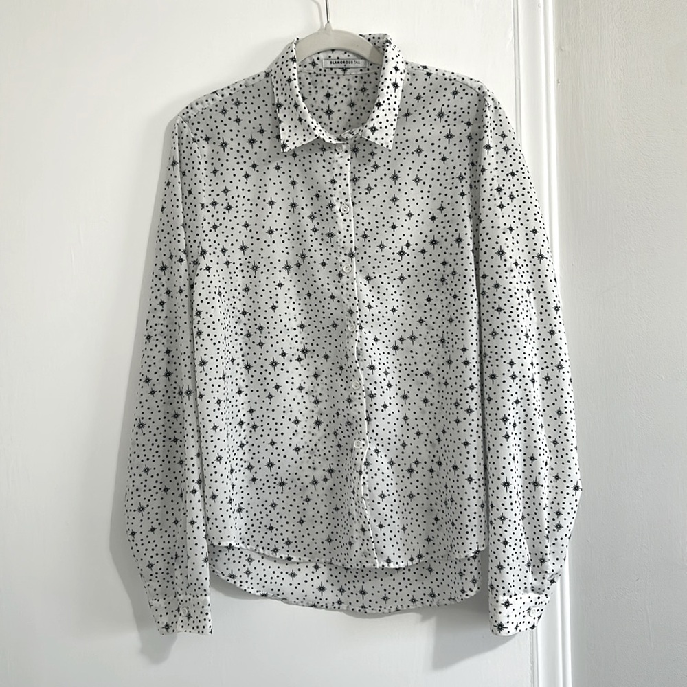 Star Print oversized button down